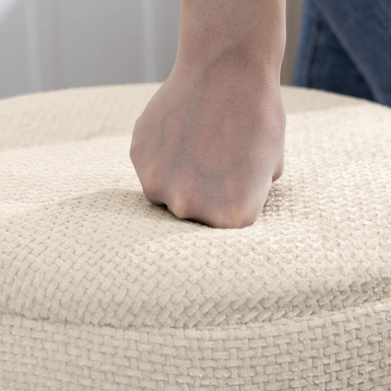 HOMCOM Barhocker mit Stauraum höhenverstellbar runder drehbarer Küchenhocker Chenille Beige