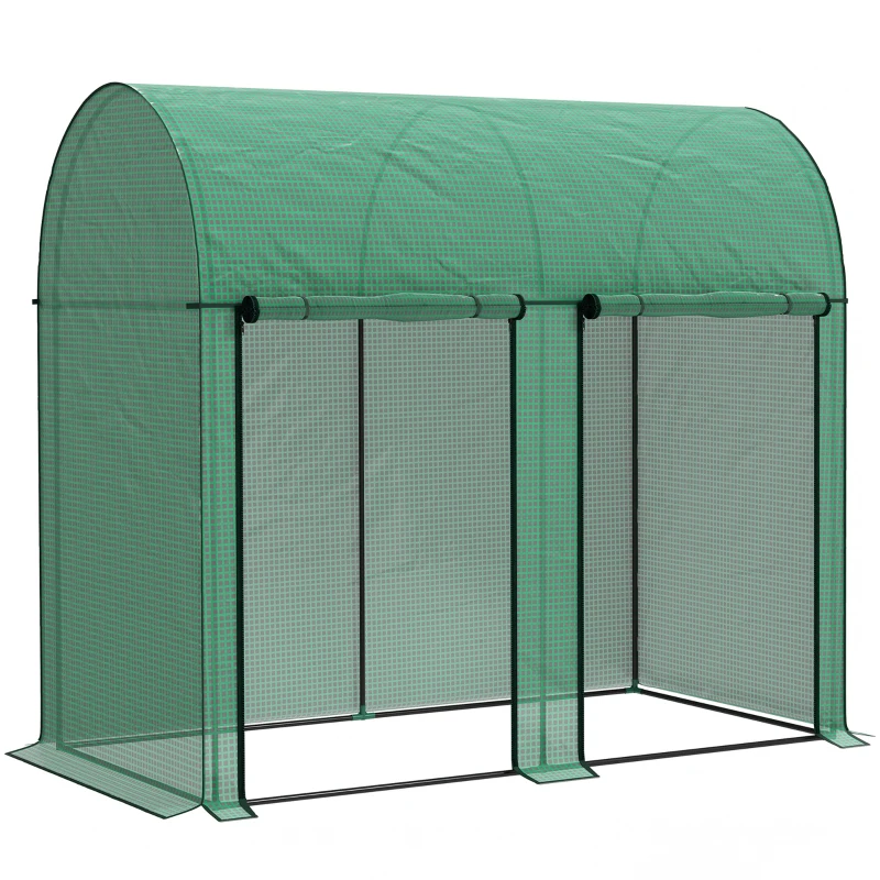 Outsunny Estufa Pequena Estufa de Exterior com Porta Dupla com Fecho de Correr e Cobertura de PE 200x100x178 cm Verde