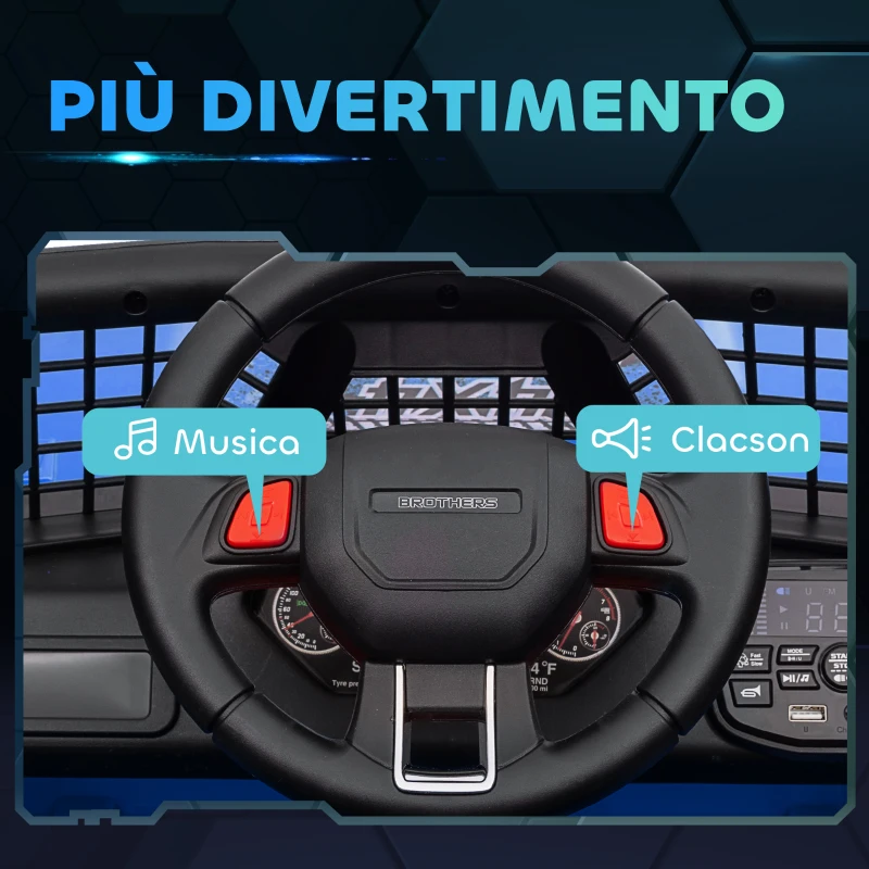 AIYAPLAY Macchina per Bambini Elettrica Fuoristrada 12V con Doppio Motore, Età 3-6 Anni, Telecomando e Luci, Blu