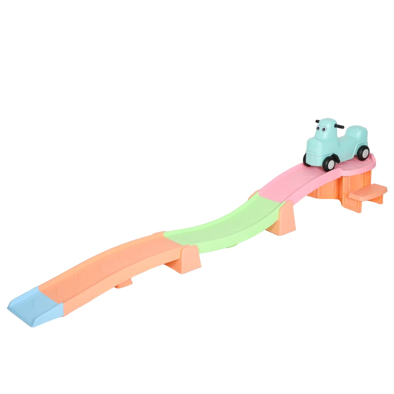 AIYAPLAY 3(m) Four-Piece Ride on Kids Roller Coaster w/ Non-Slip Steps, for Ages 2-5 Years - Orange