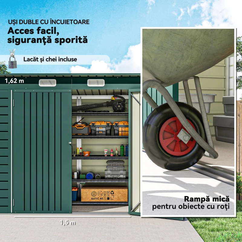 Outsunny Sopron Gradina 8×4 ft – Otel Galvanizat pentru Depozitare