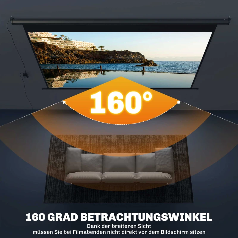 HOMCOM Beamer-Leinwand, 16:9 Format, Fernbedienung, 266 x 149 cm (120 Zoll), Schwarz