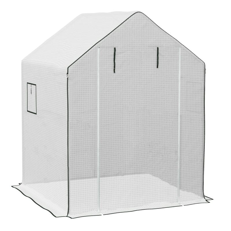 Outsunny Cobertura de Substituição para Estufa 140x143x190 cm com Janela Porta Anti-UV Proteção de Plantas para Jardim Branco