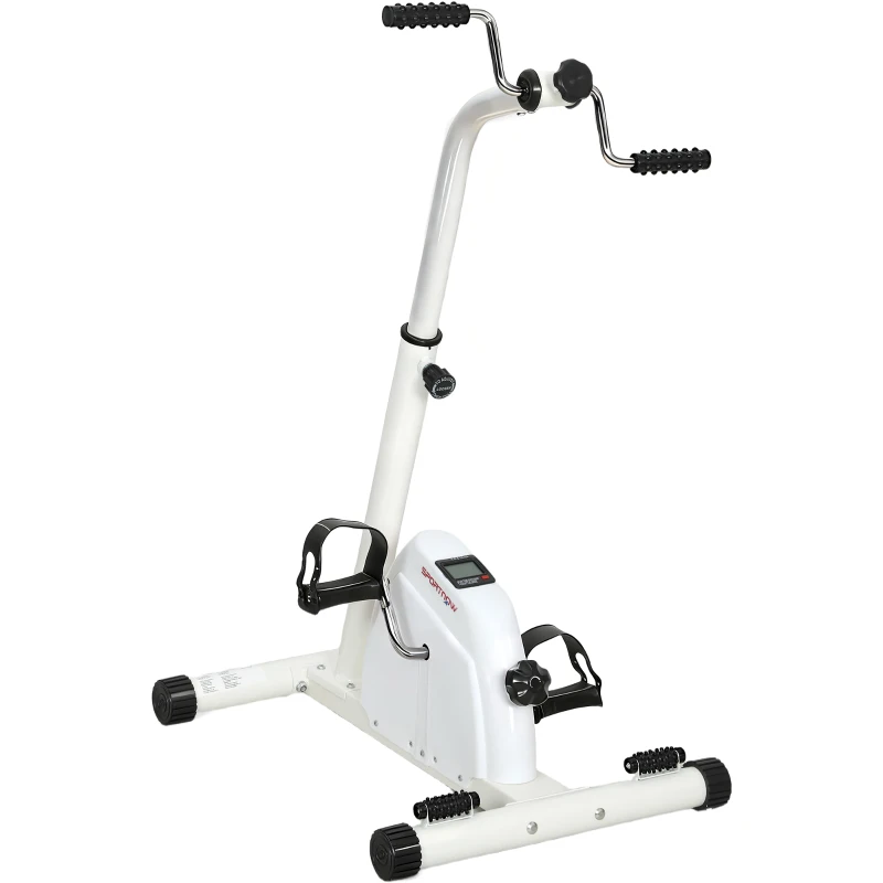 SPORTNOW Bicicleta de entrenamiento para manos, brazos, rodillas y piernas ajustable en altura pantalla LCD 60 x 40 x 86-91 cm blanco
