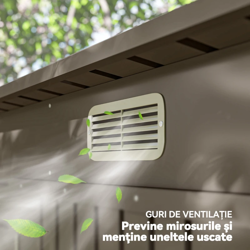 Outsunny Adăpost de Grădină 8 x 4FT din Metal, cu Uși Duble și 2 Ventilații, Gri