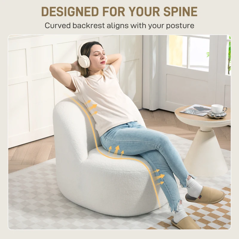 HOMCOM Fotoliu pentru Living în Stil Modern cu Spătar Ergonomic Crem