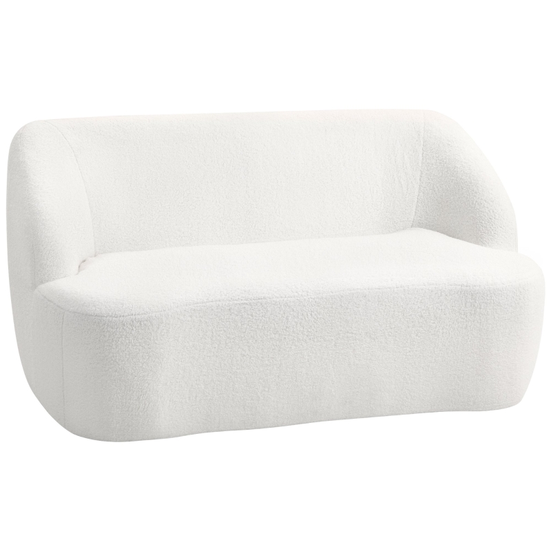 HOMCOM 2-Sitzer-Sofa, geschwungenes Design, Polstersofa mit Fleece-Bezug, für Wohnzimmer, Schlafzimmer, Homeoffice, Cremeweiß
