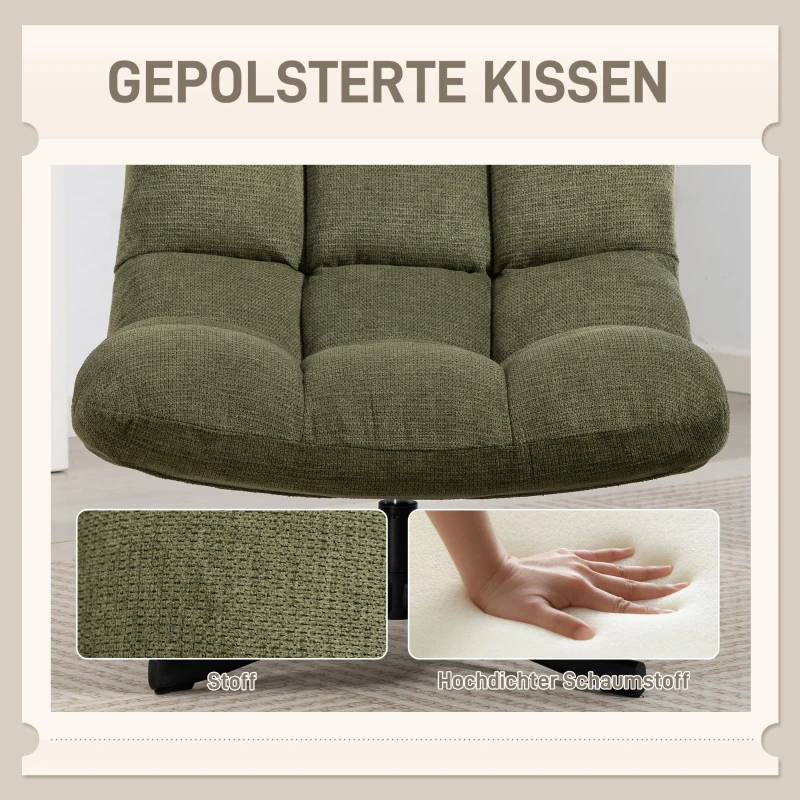 HOMCOM Sessel Drehbar Loungesessel mit Breiter Sitzfläche, wasserabweisend Chenille-Optik, gekreuzt Stahlbeine, Grün