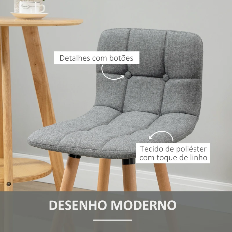 HOMCOM Conjunto de 2 Bancos de Bar Bancos Altos de Cozinha com Encosto Apoio para Pés Estilo Moderno 41,5x47x97,5 cm Cinzento