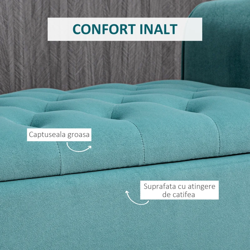 HOMCOM Bancă de Depozitare din Țesătură tip Catifea cu Spațiu Ascuns, Verde