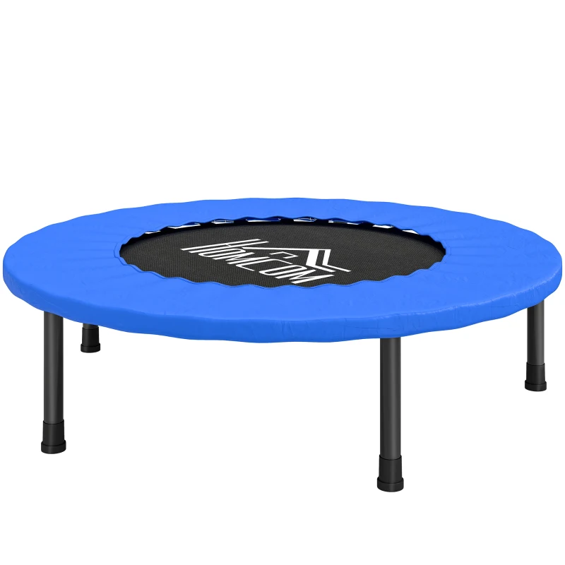 HOMCOM Mini trampoline de fitness, trampoline d'exercice avec pieds antidérapants, charge 100 kg, Ø 81 x 22,5 cm, bleu et noir