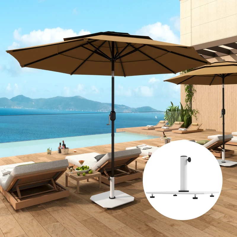 Outsunny Pied de parasol carré 18,5 kg support parasol en fonte avec patins ajustables pour terrasse 49,5 x 49,5 x 34 cm gris