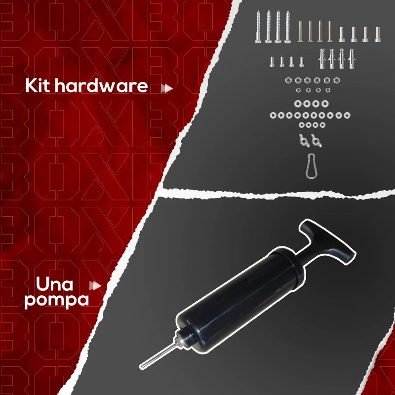 SPORTNOW Punching Ball a Muro con Speed Bag Girevole a 360° e Regolabile su 7 Altezze, Nero e Rosso