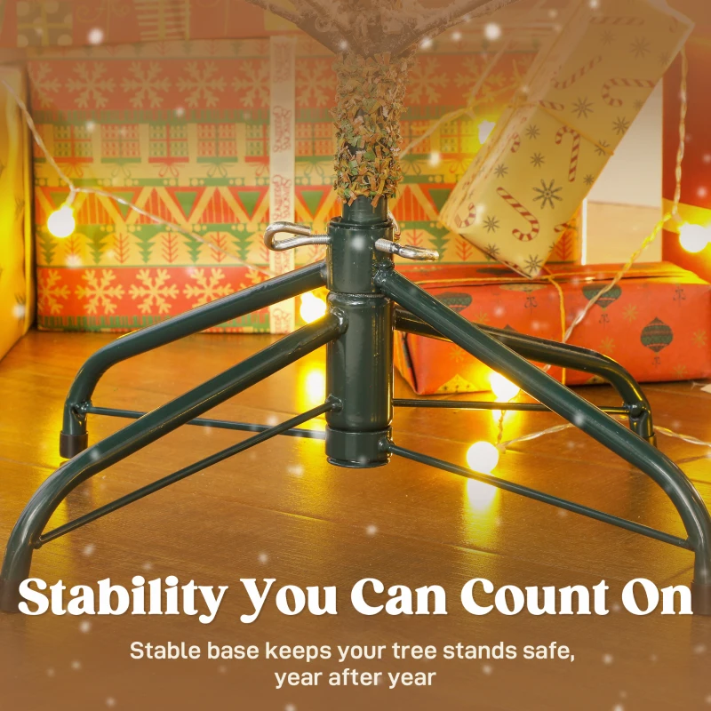 HOMCOM Brad de Crăciun Înzăpezit, cu Bază Metalică Pliabilă, 210cm