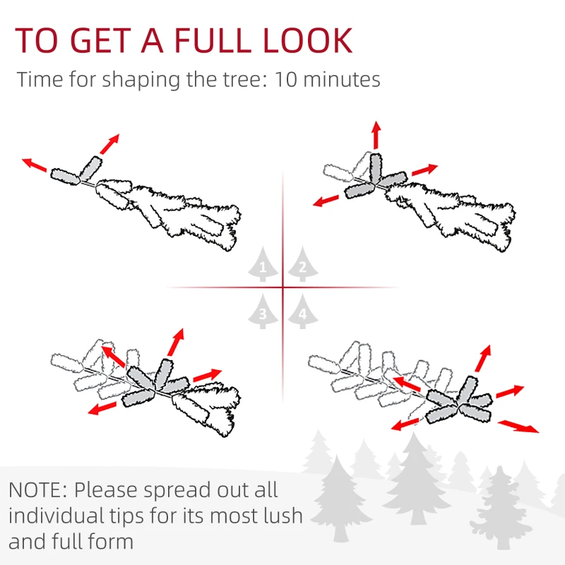 HOMCOM Brad de Crăciun Înzăpezit cu 263 de Crengi și Lumini LED Albe, Brad Artificial din Plastic, Ø45x150 cm, Verde