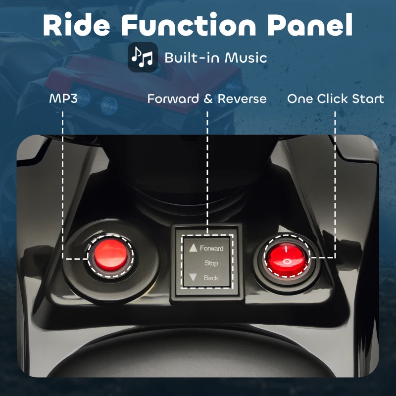 AIYAPLAY 6V Kids ATV, 4 Wheeler Electric Ride on Car with Music and LED Headlights, for Ages 3-6 Years Boys and Girls, Red