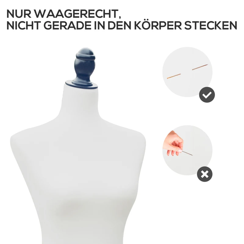 HOMCOM Mannequin-Torso, Kleiderpuppe, Schaufensterpuppe, Schaumstoff, Holz, Metall, Weiß