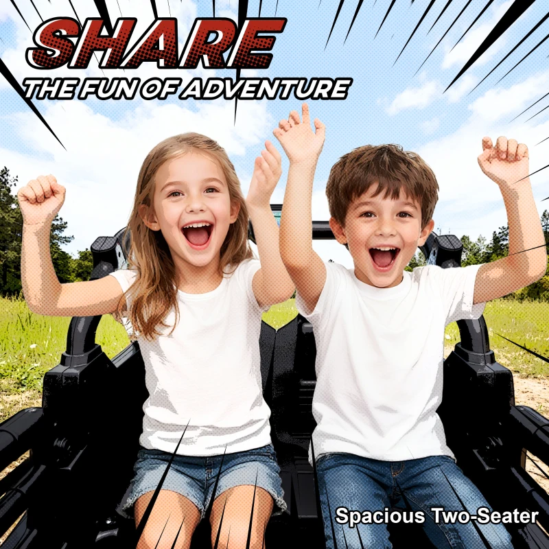 AIYAPLAY 24V Electric Ride on Car, 2-Seater Electric Car for Kids with Remote, Bluetooth, Soft Start, Suspension Spring, Blue