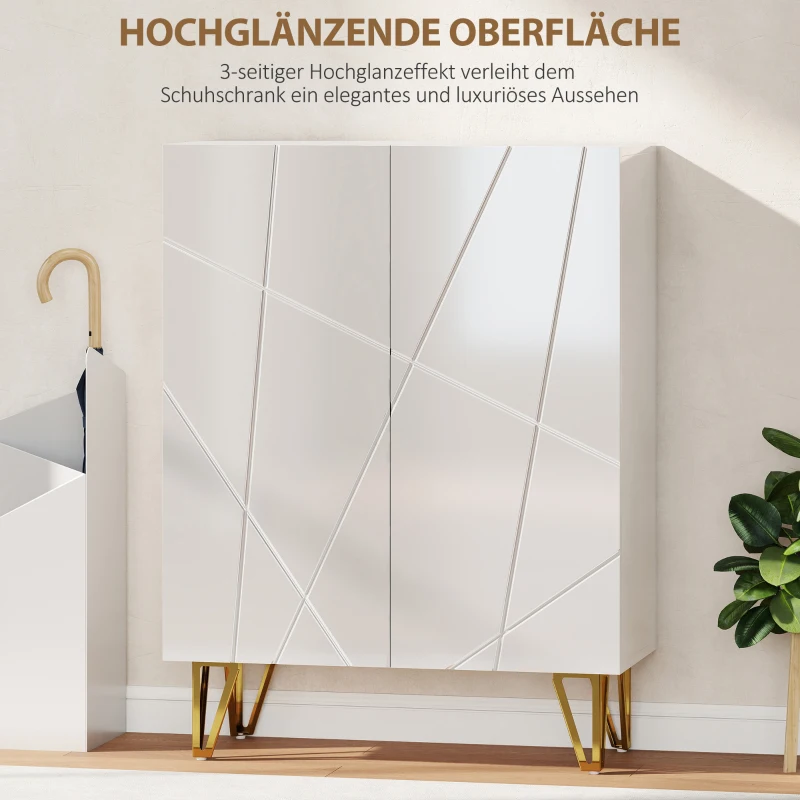 HOMCOM Schuhschrank mit 2 Türen, Schuhregal, Schuhaufbewahrung mit 3 Verstellbaren Ablagen 72 x 31,5 x 95 cm, Weiß(m-6)