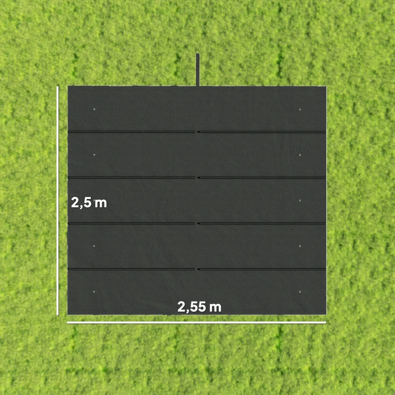 Outsunny Cobertura para Pérgola 2,5x2,55 m Teto de Substituição Retrátil para Pérgola com 10 Orifícios de Drenagem Cinza Escuro