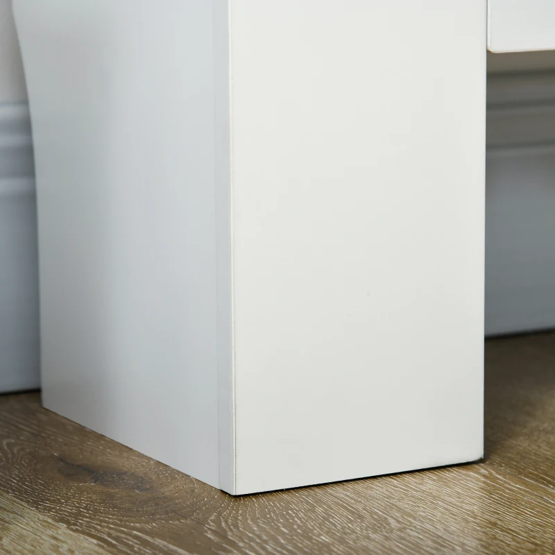 HOMCOM MDF Extendable Radiator Cover Cabinet Shelving Home Office Slatted Design White 139-208.5L x 20.5W x 82.5H cm