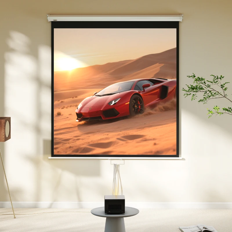 HOMCOM Beamer Leinwand 152 x 152 cm 85 Zoll 1:1 HD 4K Projektionsleinwand für Heimkino Büro-Präsentationen