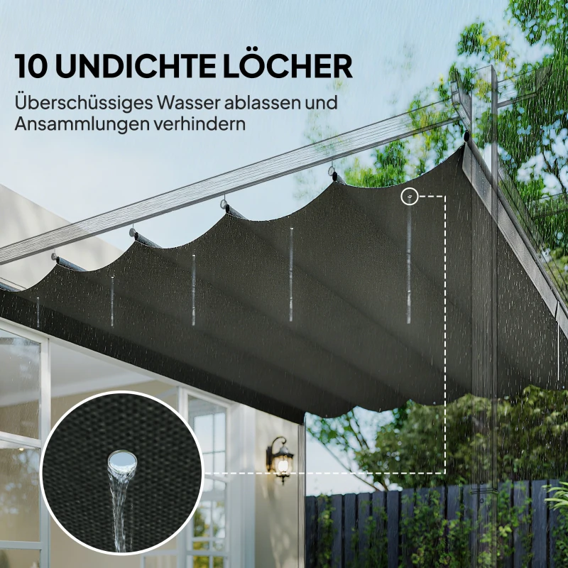 Outsunny Ersatzdach für 4 x 3 m Pergola, einziehbar, mit Regenabflusslöchern, wetterfest, Polyester, Hellgrau