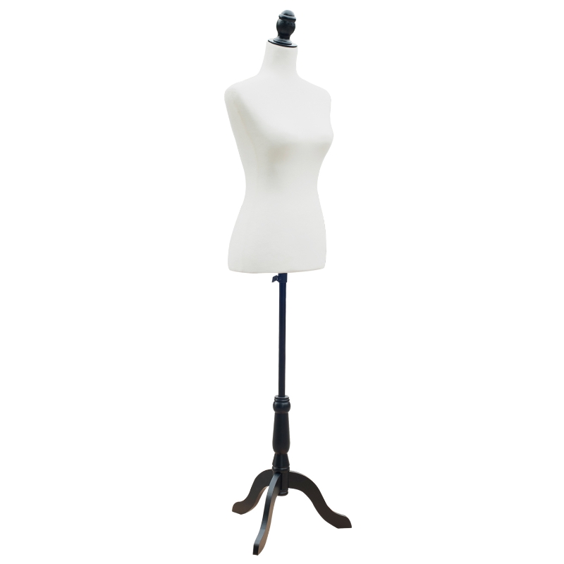 HOMCOM Mannequin-Torso, Kleiderpuppe, Schaufensterpuppe, Schaumstoff, Holz, Metall, Weiß