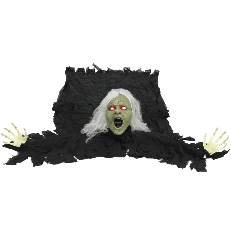 Outsunny 183cm Halloween Dekoration Halloween Zombie-Alte mit LED-Lichter, Soundfunktion, für Party(m-10)