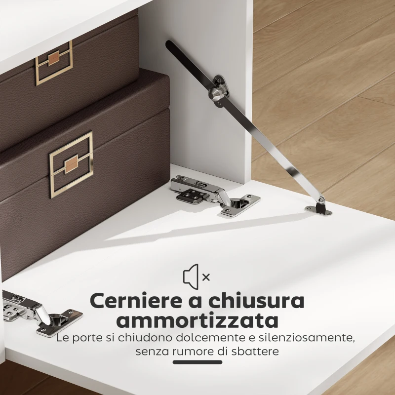 HOMCOM Mobile TV 70" max con 2 Ante a Ribalta, Cassetto e Scaffale Aperto, in Legno, 150x35x45 cm, Bianco e color Legno