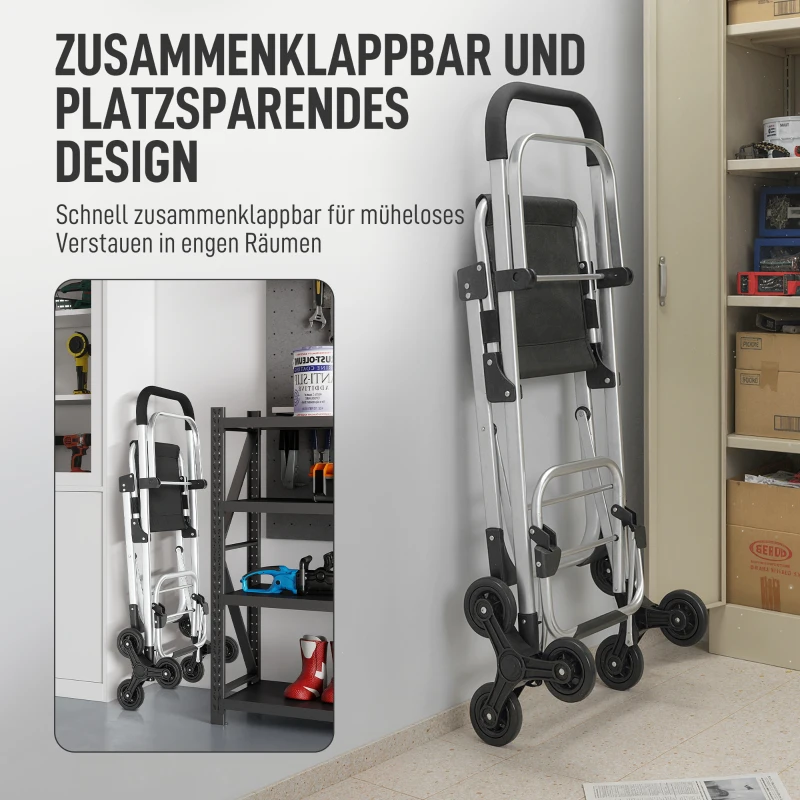 HOMCOM Einkaufstrolley, 40 L Oxford-Tasche, 3-Rad-Design, Aluminiumrahmen, Sitz, Grau