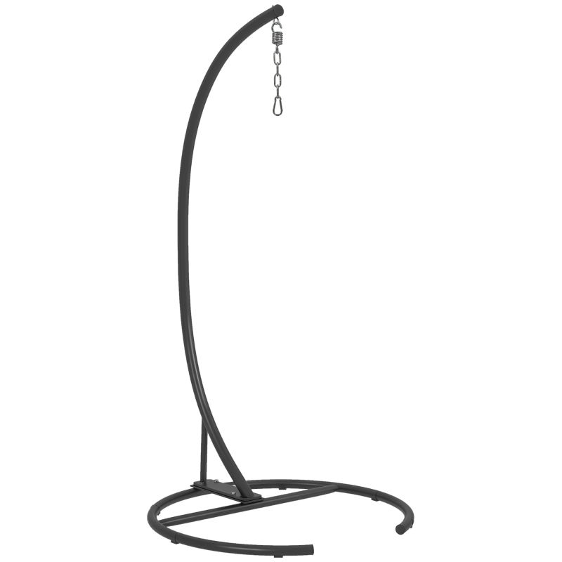 Outsunny Hanging Hammock Chair Stand with Round Base, C Hanging Swing Stand Frame for Swing/Egg/Hammock Chair, Indoor & Outdoor, Heavy Duty 330 lbs, Black