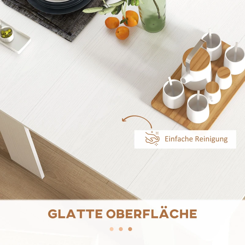 HOMCOM Esstisch, Klapptisch, ausziehbarer Küchentisch, Esszimmertisch, Spanplatten, 60-180 x 85 x 75 cm, Weiß