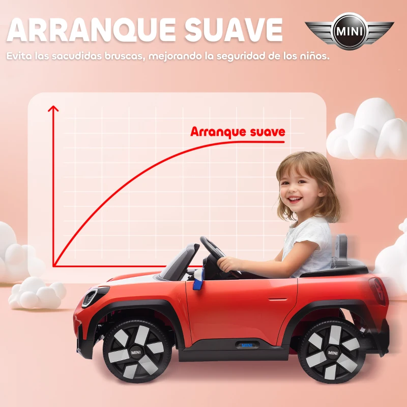 AIYAPLAY Coche Eléctrico para Niños de +3 Años MINI Concept Aceman con Bluetooth Mando a Distancia Motor Doble Rojo