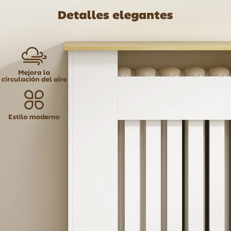HOMCOM Cubre Radiadores con Zapatero Cubierta para Radiador con 2 Cajones Abatibles 152x19x81 cm Blanco