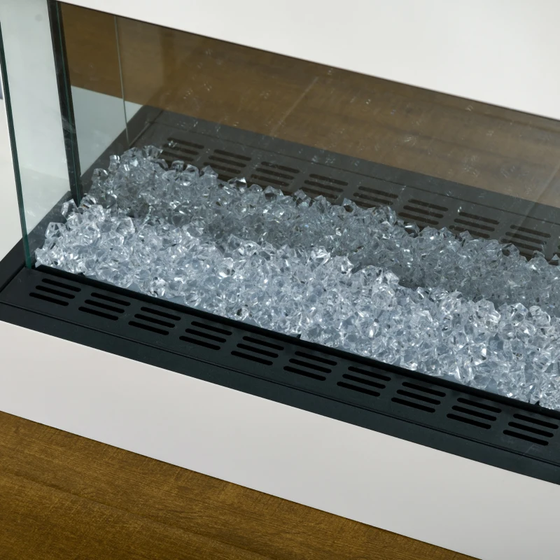 HOMCOM Elektrokamin, Wandkamin mit Heizung 2000 W, LED 3D-Flammeneffekt, Kristalle, in 11 Farben mit 3 Helligkeitsstufen, Elektrischer Kamin mit Fernbedienung, Timer, Wandmontage, Weiß