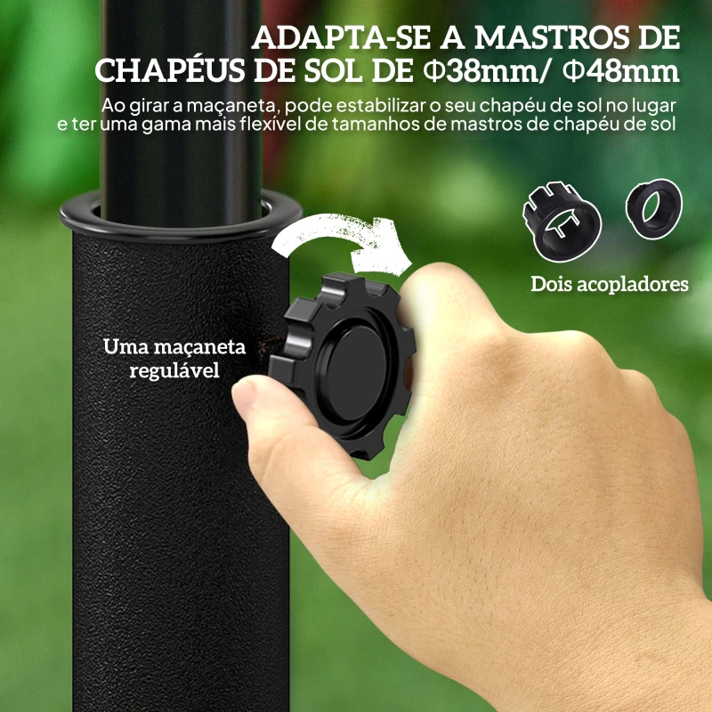 Outsunny Base para Chapéu de Sol de Resina em Forma Semicircular para Mastros de Ø3,8 cm e Ø4,8 cm Peso 9 kg 50x31x32 cm Bronze