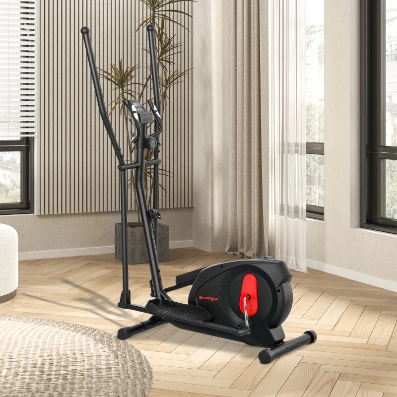 SPORTNOW Vélo elliptique pour la maison ultra silencieux, magnétique 8 niveaux résistance, écran LED, capteur de pouls, noir