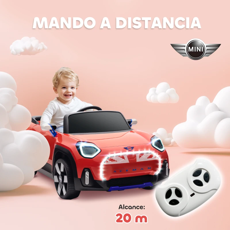 AIYAPLAY Coche Eléctrico para Niños de +3 Años MINI Concept Aceman con Bluetooth Mando a Distancia Motor Doble Rojo