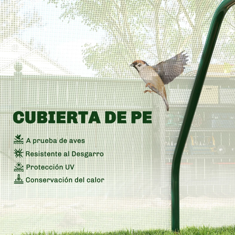 Outsunny Invernadero de Terraza 100x70x60 cm Vivero Casero Pequeño de Jardín con Cremallera para Cultivos Plantas Flores Marco de Acero Cubierta de PE 140g/m² Blanco