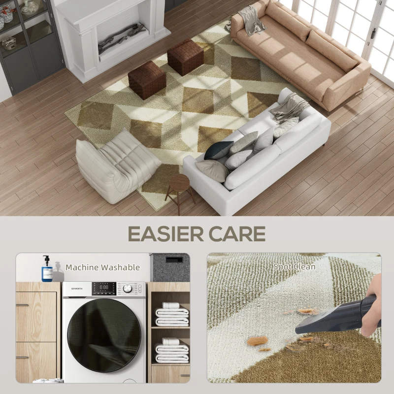 HOMCOM Covor Modern Hipoalergenic și Lavabil cu Efect 3D 230x160cm Galben