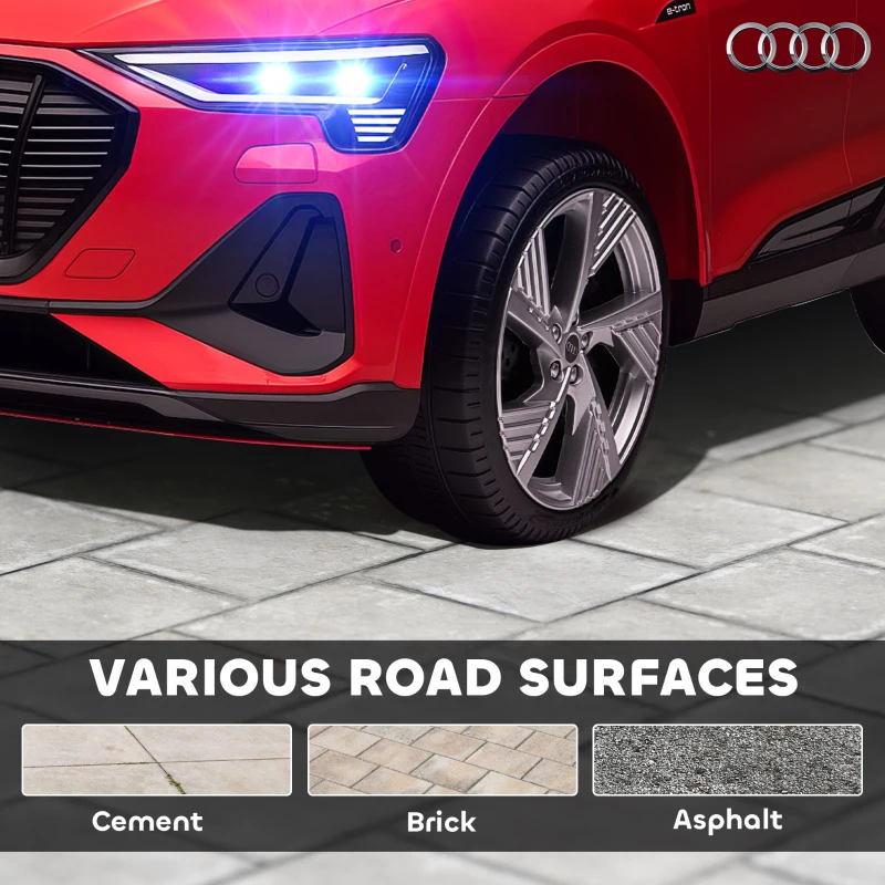 HOMCOM Audi E-tron Licensed 12V Kids Electric Ride on, Electric Car for Kids, with Parental Remote, Music Lights MP3, Suspension Wheels, for 3-5 Years, Red