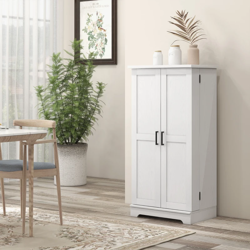 HOMCOM Buffet cuisine armoire de cuisine 5 niveaux avec portes et étagères réglables 60l x 40P x 120H cm grain de bois crème(m-10)