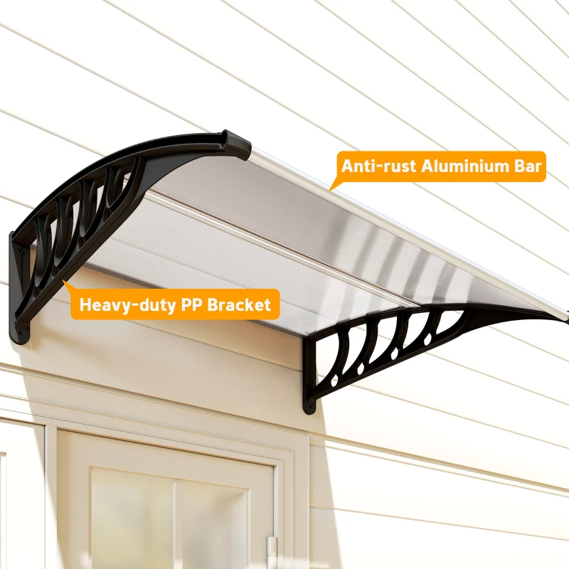 Outsunny Front Door Canopy, Outdoor Awning, Rain Shelter for Window, Porch and Front/Back Door, 103 x 96.5 cm, Clear