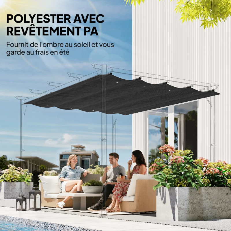 Outsunny Toile de toit de rechange pour pergola toile de remplacement protection solaire Anti-UV 30+ pour pergola de 3 x 2 m