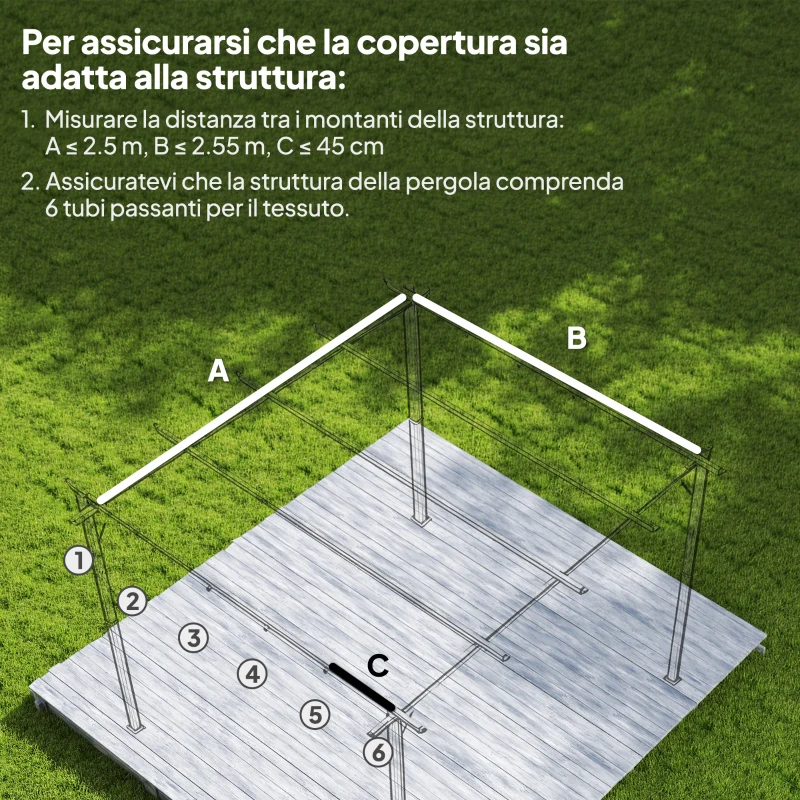 Outsunny Tettuccio di Ricambio per Gazebo da Giardino 3x3 m con 10 Fori, Copertura in Poliestere, Grigio