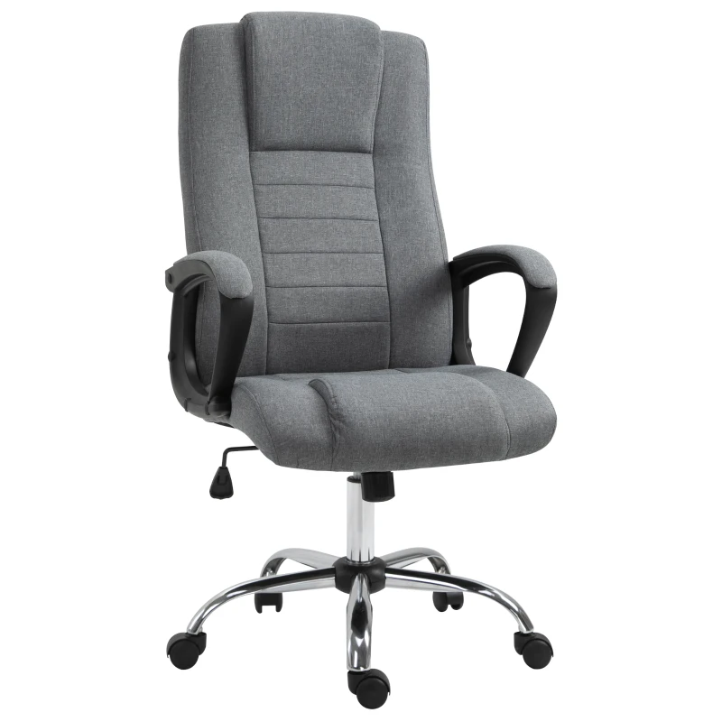 Vinsetto Linen-Look Swivel Office Chair - Dark Grey