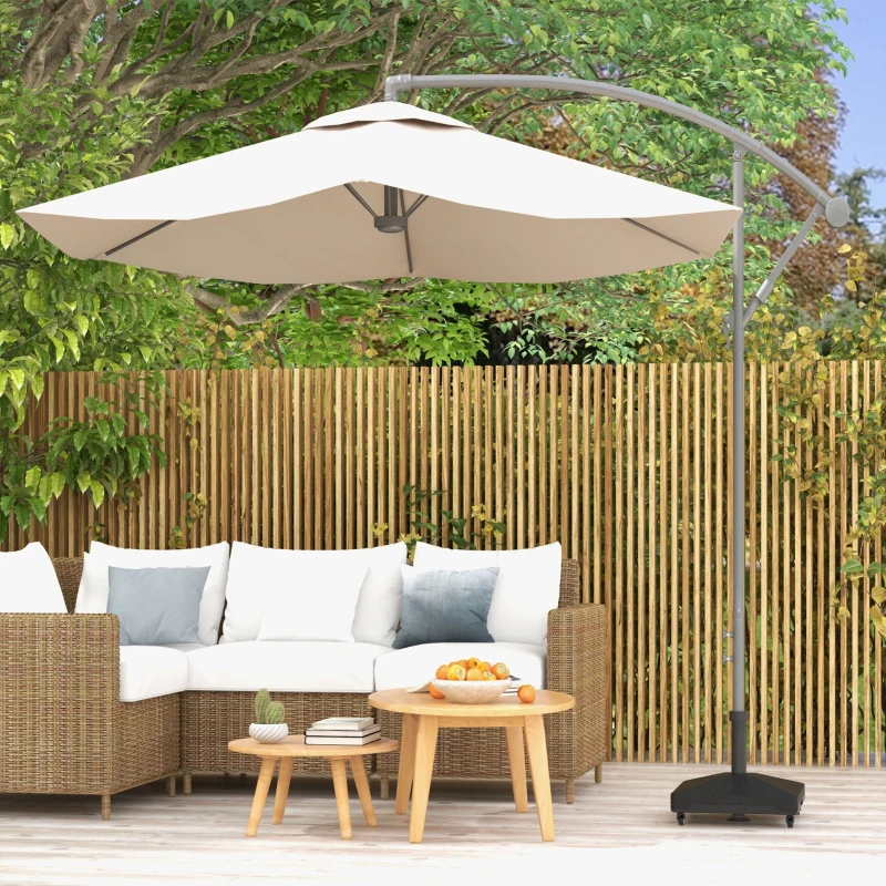 Outsunny Pied de parasol, Base de lestage carré en plastique HDPE 4 roulettes et poignée, capacité 21kg dim. 45L x 45l x 40H cm