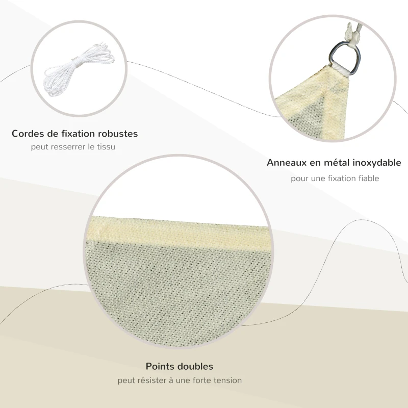 Outsunny Voile d'ombrage rectangulaire 3 x 3 m polyéthylène Haute densité Protection UV Avec sac de rangement - Coloris crème