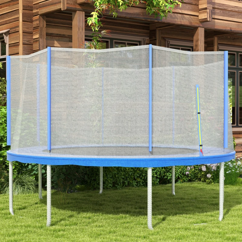 SPORTNOW Filet de remplacement pour trampolines Ø 426 cm  8 poteaux droits filet de sécurité pour trampolines, entrée zippée